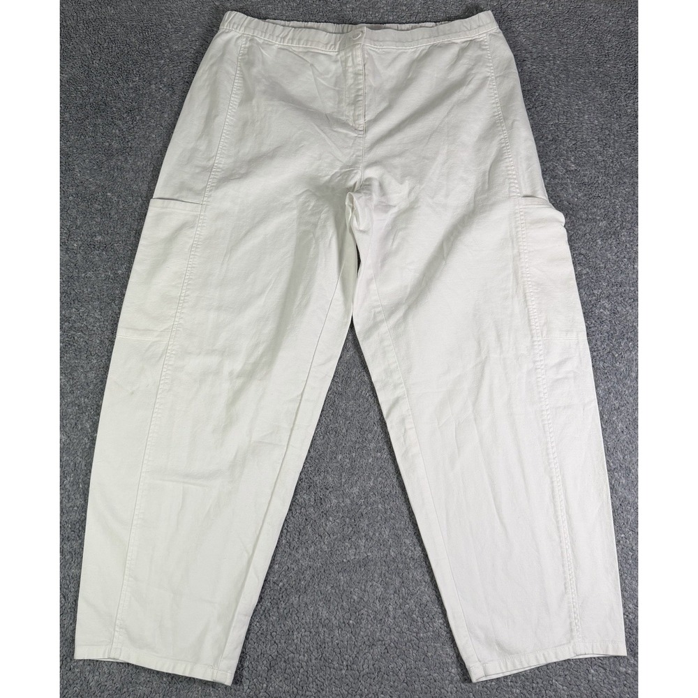 Eileen Fisher White Lantern Cargo Pants Organic Cotton Hemp Stretch Women's XL